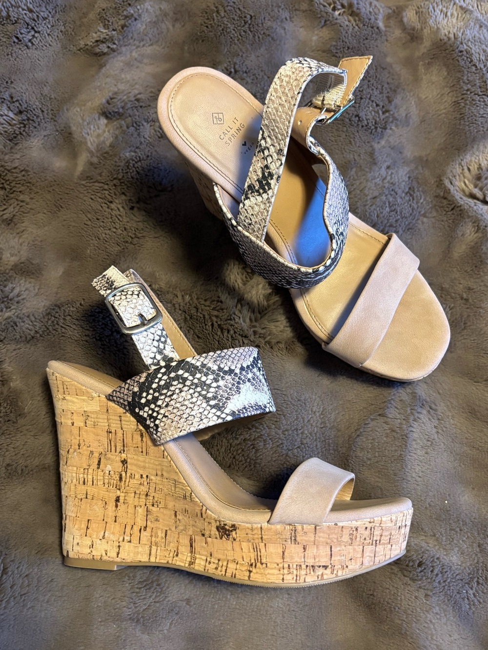 Call it Spring, snake skin wedge heels